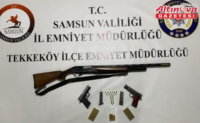 Tekkeköy'de bir evde 3 ruhsatsız silah ele geçirildi