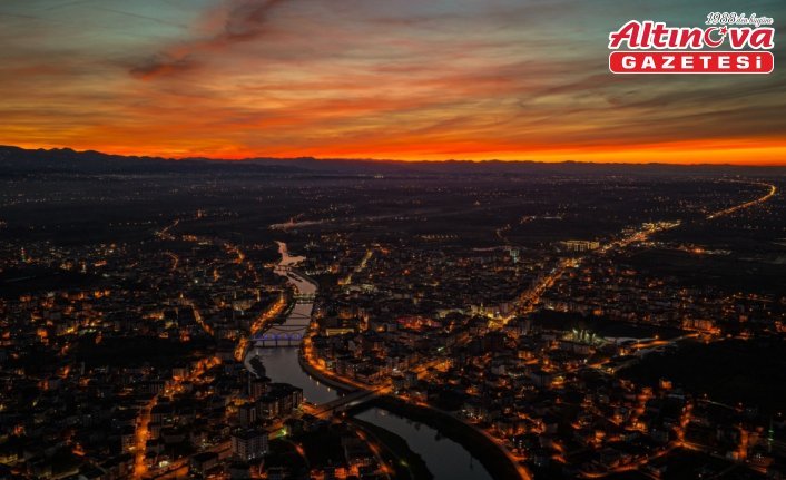 Samsun’da gün batımı dronla görüntülendi