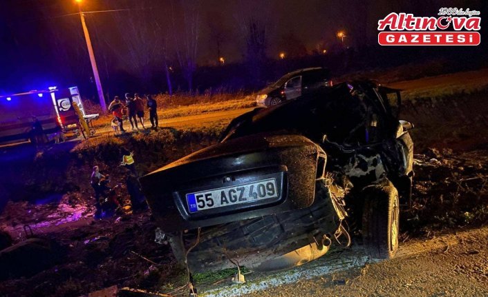 Samsun'da devrilen otomobilin sürücüsü öldü