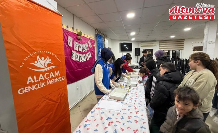 Alaçam'da ramazan dolayısıyla ebru sanatı etkinliği yapıldı