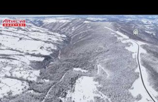 Alaçam'da karla kaplanan ormanlar dronla görüntülendi